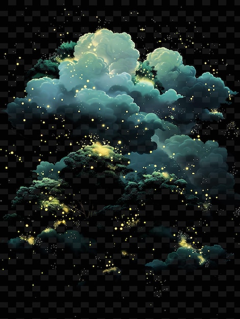 PSD psd radiant neon glow cloud art: 추상적인 디자인을 위한 독특한 개념 게임 자산