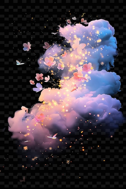 PSD psd radiant neon glow cloud art: 추상적인 디자인을 위한 독특한 개념 게임 자산