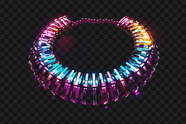 Psd of radiating candy necklace assembled with fragmented candy bea y2k glow neon outline design