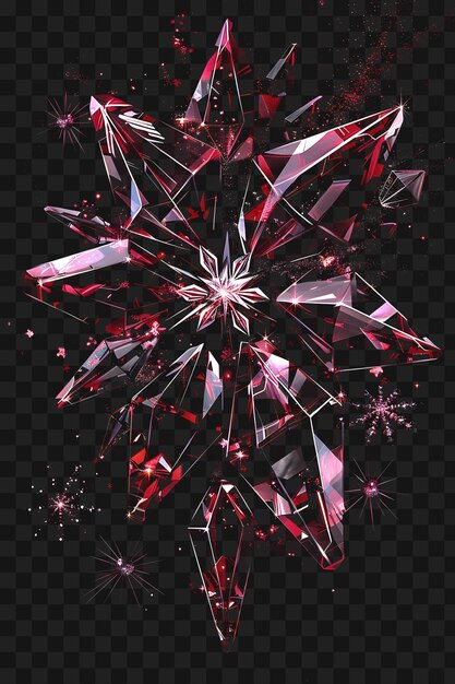 PSD psd radiating transparent garnet crystals forming a starburst sh outline collage art frame glass