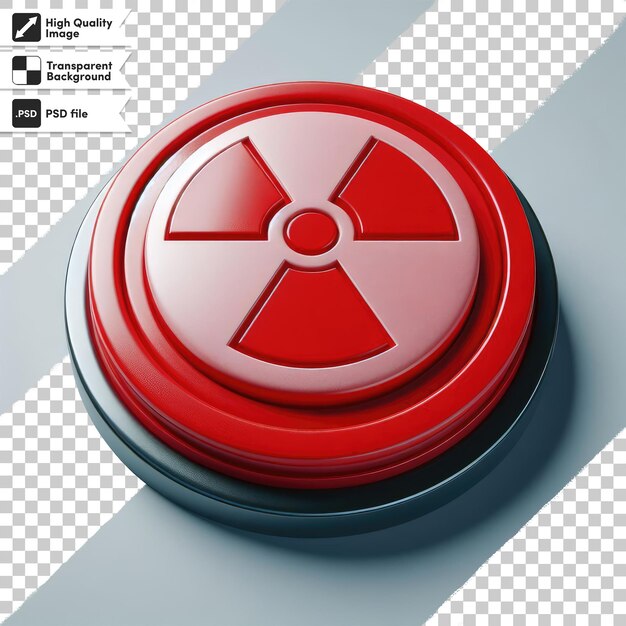 PSD 편집 가능한 마스크 계층으로 투명한 배경에 빨간 위험 버튼에 psd 방사선 경고 표지판