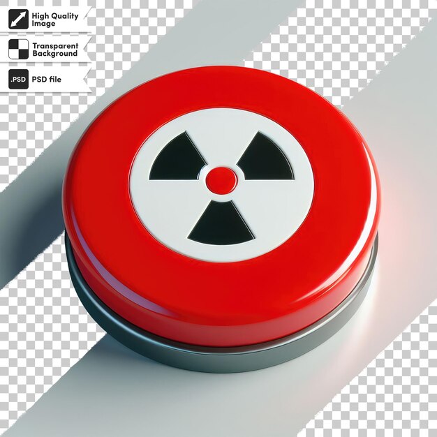 PSD segnale di avvertimento sulle radiazioni psd su pulsante di pericolo rosso su sfondo trasparente con strato di maschera modificabile