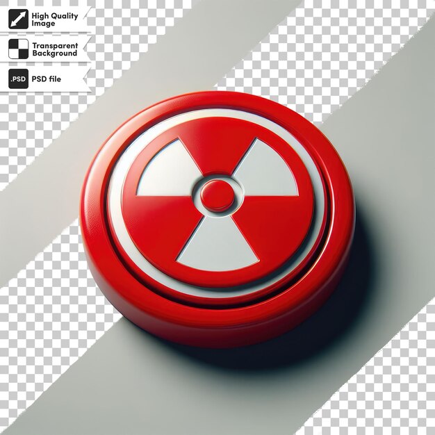 PSD psd radiation warning sign on red danger button on transparent background with editable mask layer