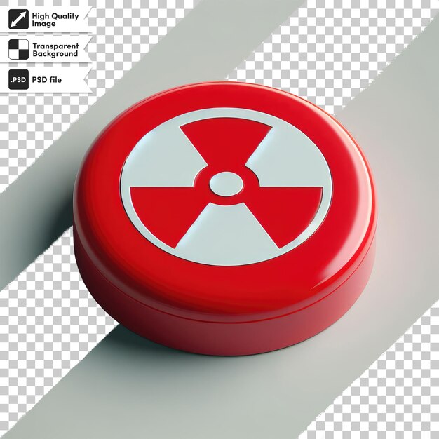 PSD psd radiation warning sign on red danger button on transparent background with editable mask layer