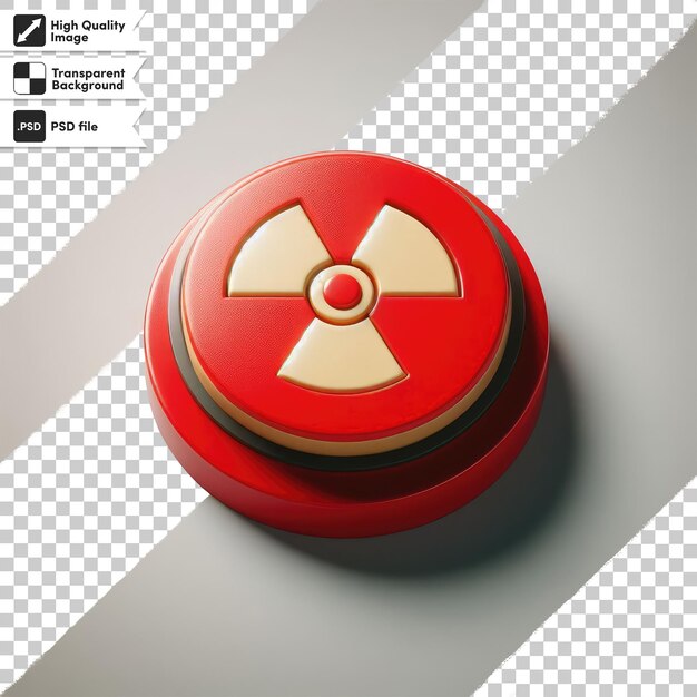 PSD psd radiation warning sign on red danger button on transparent background with editable mask layer