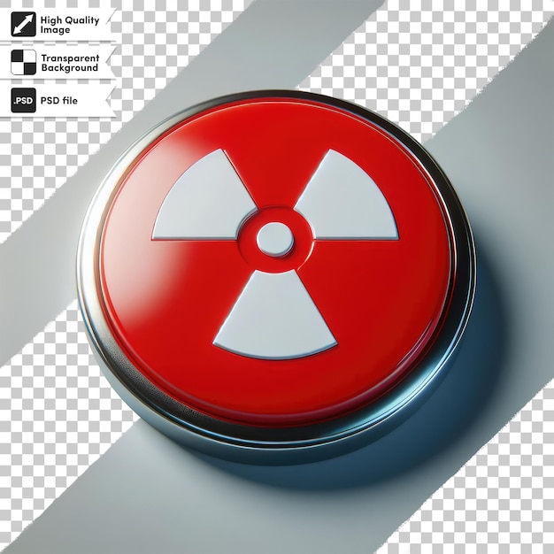 PSD psd radiation warning sign on red danger button on transparent background with editable mask layer