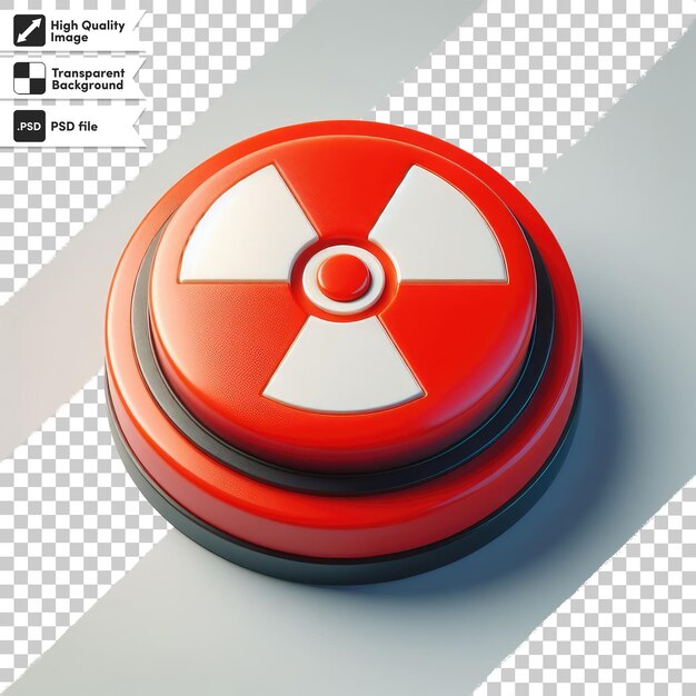 PSD segnale di avvertimento sulle radiazioni psd su pulsante di pericolo rosso su sfondo trasparente con strato di maschera modificabile
