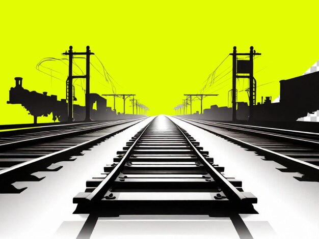 Psd of a railway tracks on a transparent background