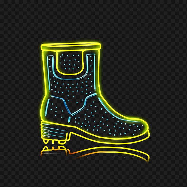 PSD psd of rain boot playful yellow dotted neon lines raindrop decorati transparent clean glow effects