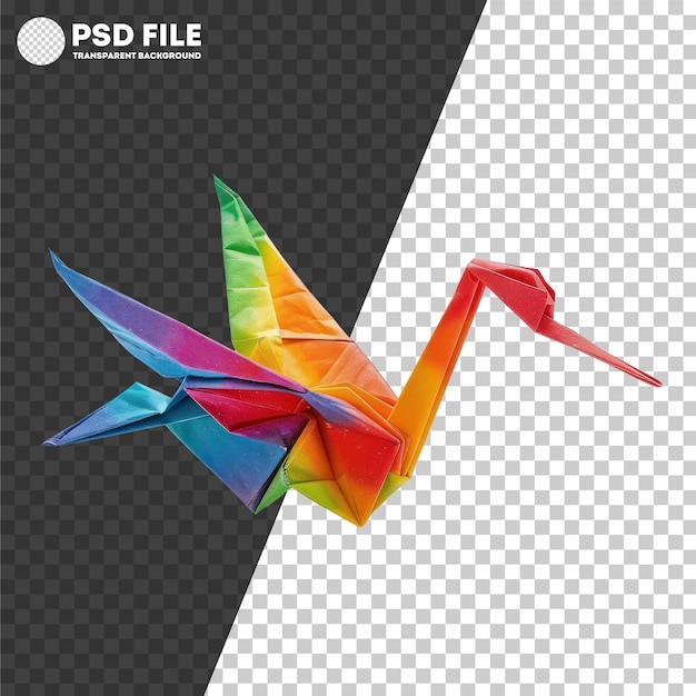 PSD Rainbow colored origami crane