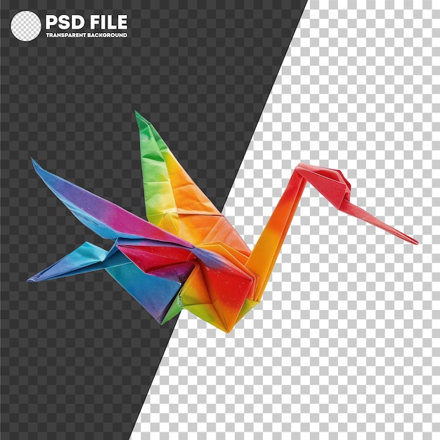 PSD psd rainbow colored origami crane