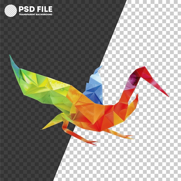 PSD Rainbow colored origami crane