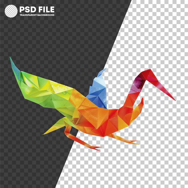PSD psd レインボーカラーオリガミクレーン