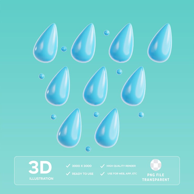 PSD psd レインドロップ 3d イラスト