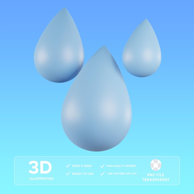 PSD 雨滴 3D 插圖