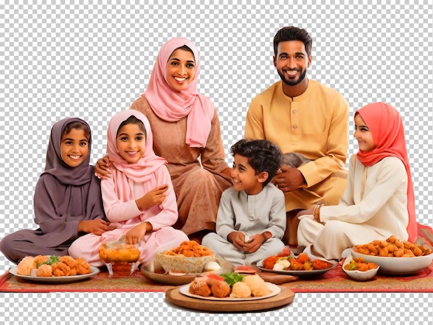 Psd ramadan family iftar dinner png on a transparent background