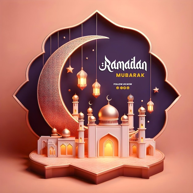 Psd ramadan kareem 3d social banner