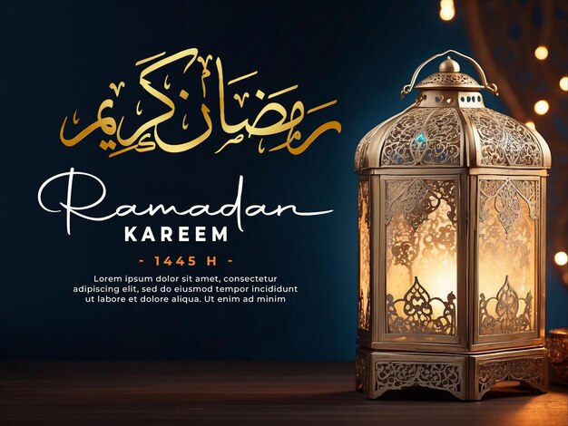 PSD psd ramadan kareem baner szablon z arabską latarnią