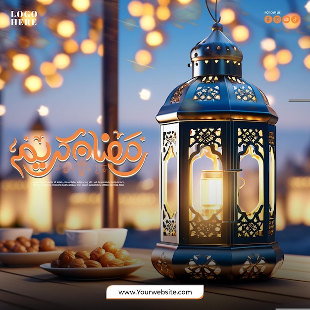 PSD ramadan kareem bunner social media post design template for ramadan