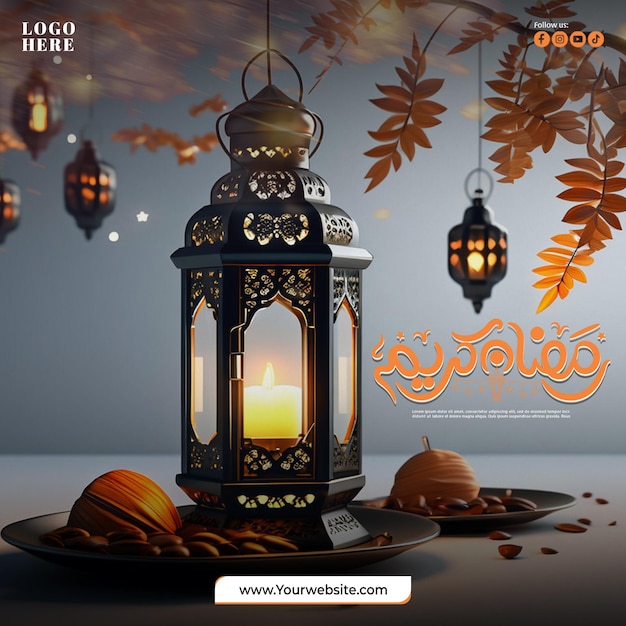 PSD ramadan kareem bunner social media post design template for ramadan