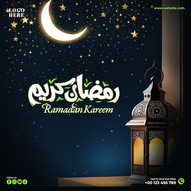 PSD ramadan kareem bunner social media post design template for ramadan