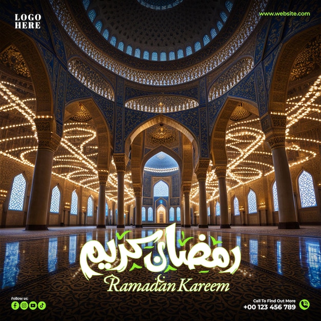 PSD ramadan kareem bunner wzór projektu postów w mediach społecznościowych dla ramadanu