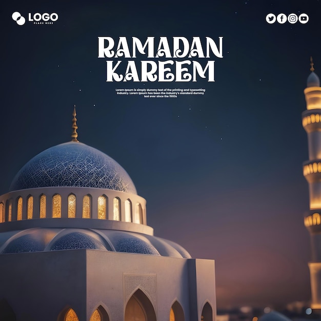 PSD Ramadan Kareem festiwal islamski szablon postów w mediach społecznościowych