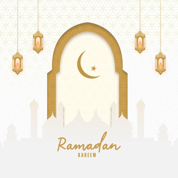 Psd ramadan kareem square background in luxury color