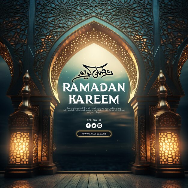 Psd ramadan kareem tradizionale festival islamico creativo modello di progettazione di post sui social media