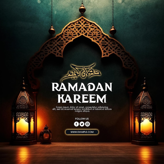 Psd ramadan kareem tradizionale festival islamico creativo modello di progettazione di post sui social media