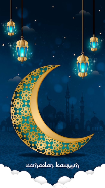 ラマダン・カリーム - イスラムの伝統的な祭り宗教的なインスタグラムとフェイスブックのストーリー