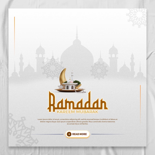 psd ramadan kareem traditional islamic festival religious social media banner or instagram post temp