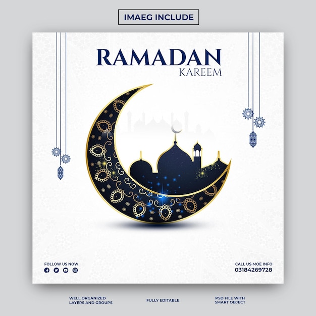 PSD psd ramadan kareem traditional islamic festival religious social media banner