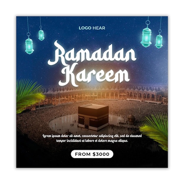 Psd ramadan kareem traditioneel islamitisch festival religieuze social media banner of instagram post temp