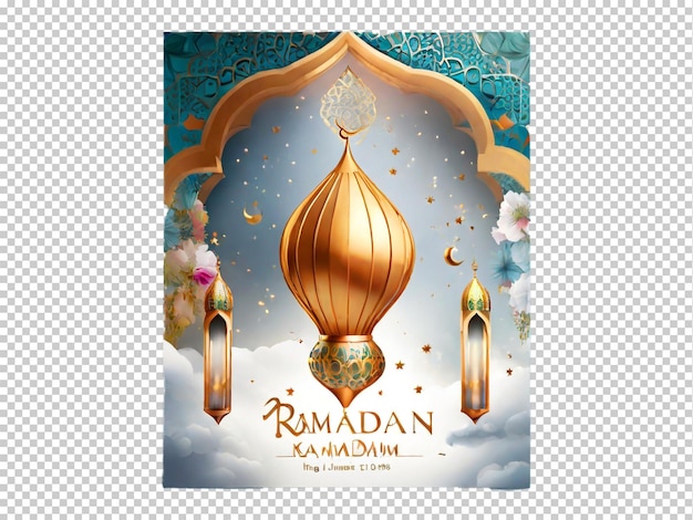 PSD decorazione appesa di lanterne di ramadan psd png su uno sfondo trasparente