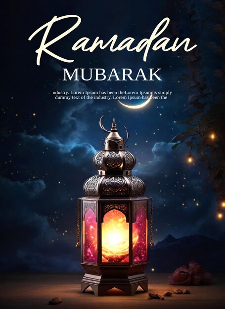 PSD modello di poster della lanterna di ramadan