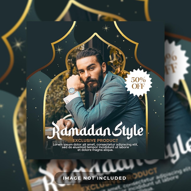 Psd ramadan mode verkoop vierkante sjabloon voor spandoek