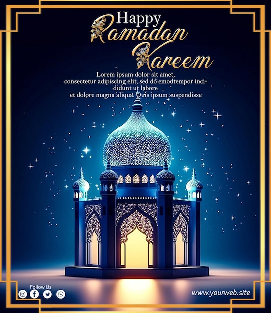 PSD ramadan poster met foto van prachtige moskee