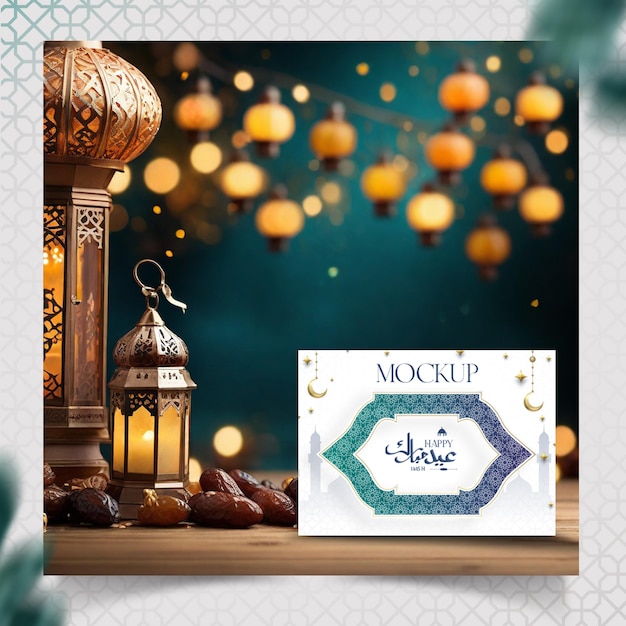 Psd ramadan stampa e libro mockup pianeggiante