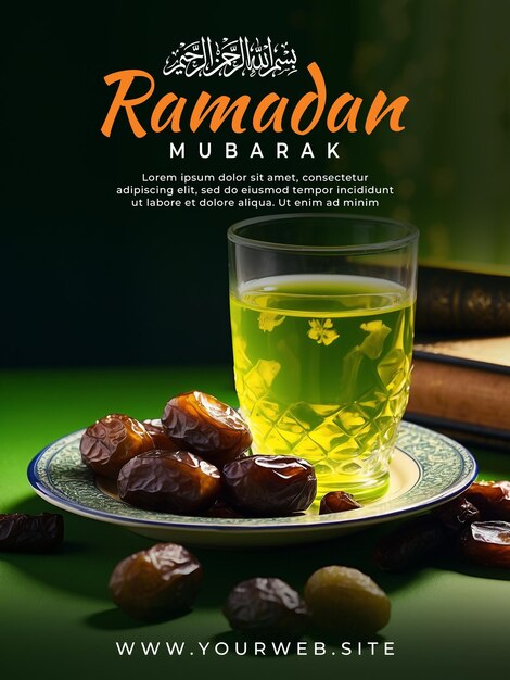 PSD psd ramadan social media post szablon z datami i święty koran