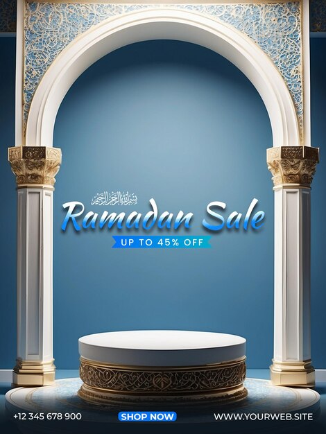 PSD psd ramadan special discount sale offer podium product display template