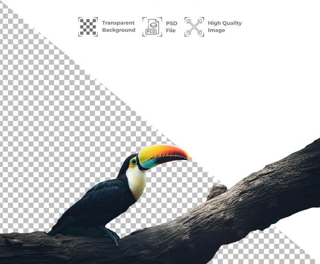 PSD Птица-тукан ранконг изолирована на прозрачном фоне