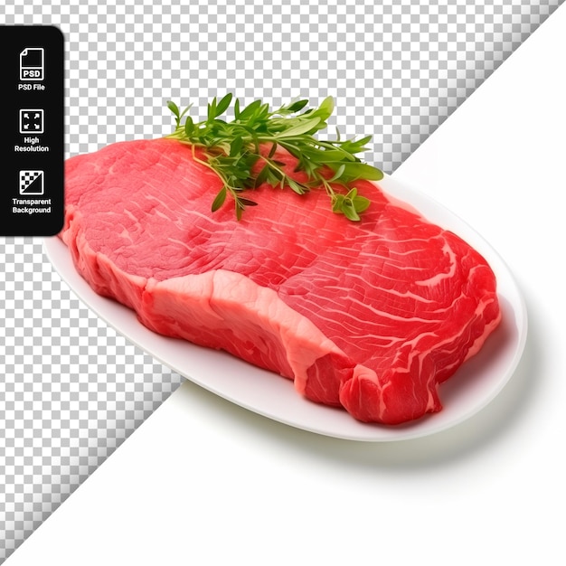 PSD psd raw beef steak with rosemary isolated on transparent background