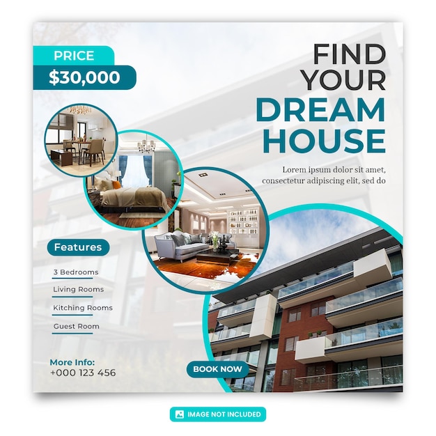 Psd real estate house property instagram post or social media banner template
