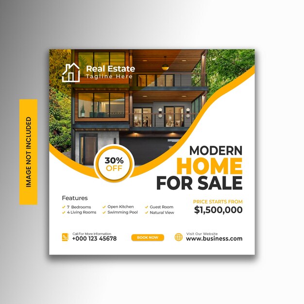 Psd real estate house social media instagram post or web banner template