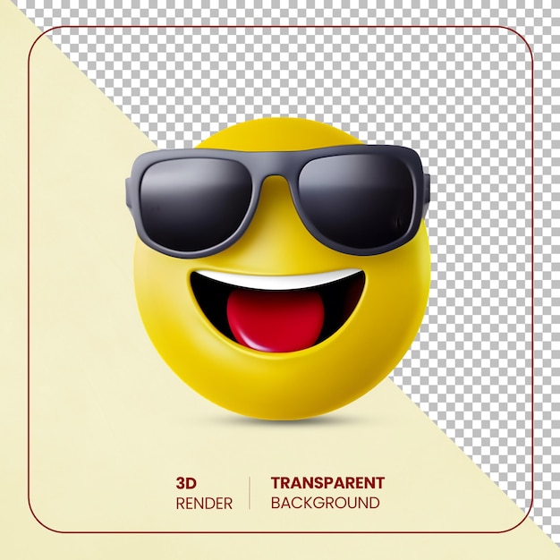 Psd realistic 3d happy emoji with sunglasses