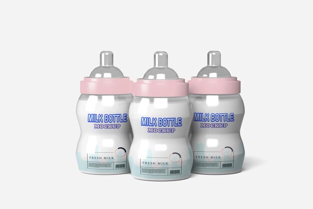 PSD psd realistic baby bottle open mockup