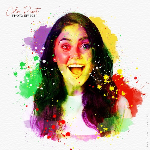 PSD psd realistic colorful paint photo effect