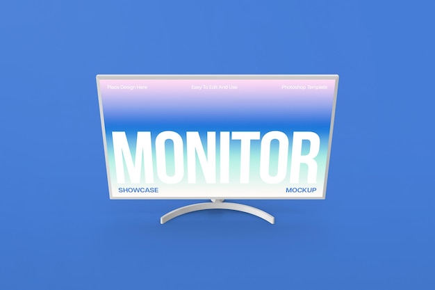 Psd Realistic Display Showcase Mockup on Blue