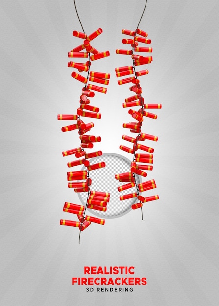 PSD psd realistic firecrackers for chinese new year 3d rendering